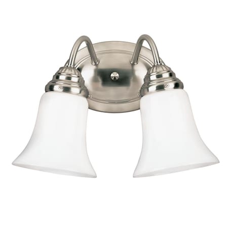 Westinghouse Fixture Wall UnMount 60W 2-Light Trad, Brushed Nickel White Opal Bell Glass 6461700